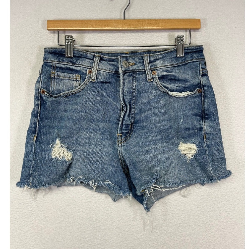 Distressed Summer Old Navy Womens 6 Blue O.G. Straight High Rise Denim Shorts